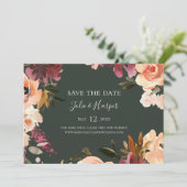 Save The Date Bourgogne orange floral vert horizontal (Debout devant)