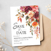 Save The Date Bourgogne Orange rouille Floral Élégant Mariage de