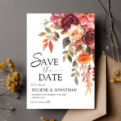 Save The Date Bourgogne Orange rouille Floral Élégant Mariage de
