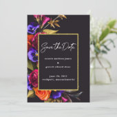 Save The Date Bourgogne Rouge, Violet, Orange Rose Floral (Debout devant)