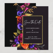 Save The Date Bourgogne Rouge, Violet, Rose Floral Orange (Devant / Derrière)