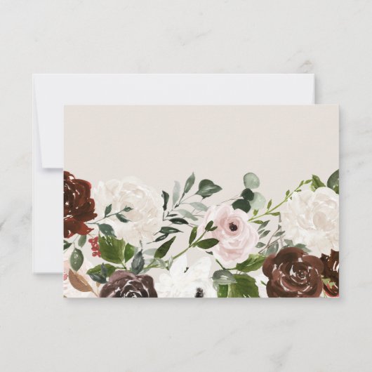 Save The Date Bourgogne rustique, rose, mariage floral vert (Dos)