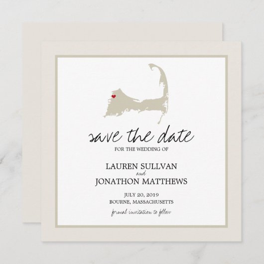 Save The Date Bourne Cape Cod Mariage Enregistrer la date (Devant / Derrière)