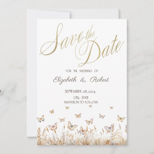 Save The Date Bouteilles De Pré Aquarelle Enregistrer La Date (Devant)