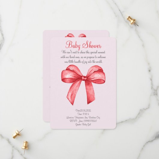 Save The Date Bouton rouge à eau mignon (Devant/Arrière en situation)