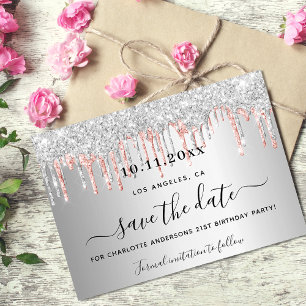 Save The Date Boutons de parties scintillant d'or rose d'argent