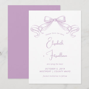 Save The Date Bow à croquis romantique Cravate Lilac Le noeud