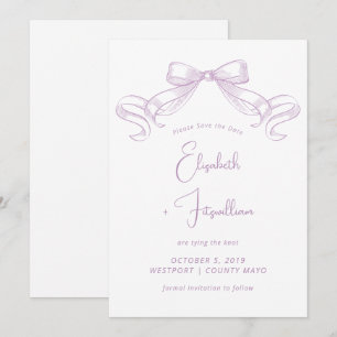 Save The Date Bow à croquis romantique   Cravate Lilac Le noeud