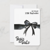 Save The Date Bow blanc noir moderne Mariage simple (Devant)