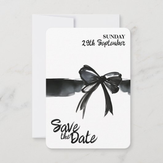 Save The Date Bow blanc noir moderne Mariage simple (Devant)