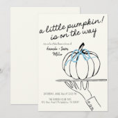 Save The Date Bow Bow Baby shower d'automne Citrouilles dessinés (Devant / Derrière)