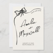 Save The Date Bow noir dessiné à la main Mariage tendance (Devant)