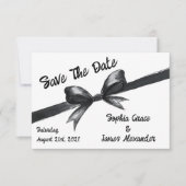 Save The Date Bow noir et blanc | Mariage élégant | Monochrome (Devant)