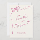 Save The Date Bow rose dessiné à la main Mariage tendance élégan (Devant)