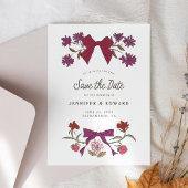 Save The Date Bows et fleurs Magenta