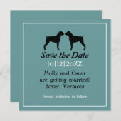 Save The Date Boxer Chien Silhouettes Mariage Enregistrer la dat (Devant / Derrière)