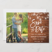 Save The Date Bracelet en bois rustique Lumières Bracelet Script (Devant)