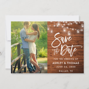 Save The Date Bracelet en bois rustique Lumières Bracelet Script