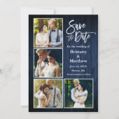 Save The Date Bracelet Script Bleu Bois Couple 4 Photo (Devant)