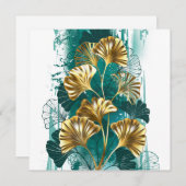 Save The Date Branche avec Feuilles d'or Ginko Biloba (Devant / Derrière)