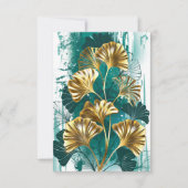Save The Date Branche avec Feuilles d'or Ginko Biloba (Devant)