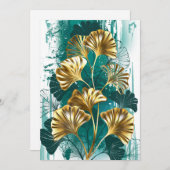 Save The Date Branche avec Feuilles d'or Ginko Biloba (Devant / Derrière)