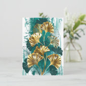 Save The Date Branche avec Feuilles d'or Ginko Biloba (Debout devant)