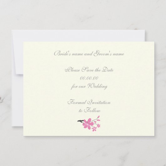 Save The Date Branche avec fleurs roses mariage Enregistrer la d (Dos)