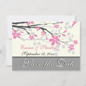 Save The Date Branche avec fleurs roses mariage Enregistrer la d (Devant)
