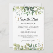 Save The Date Branche de feuilles vertes à l'aquarelle moderne (Devant)