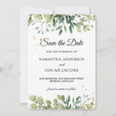 Save The Date Branche de feuilles vertes aquarelle moderne (Devant)