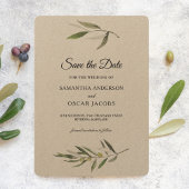 Save The Date Branche de Kraft aquarelle vert olive