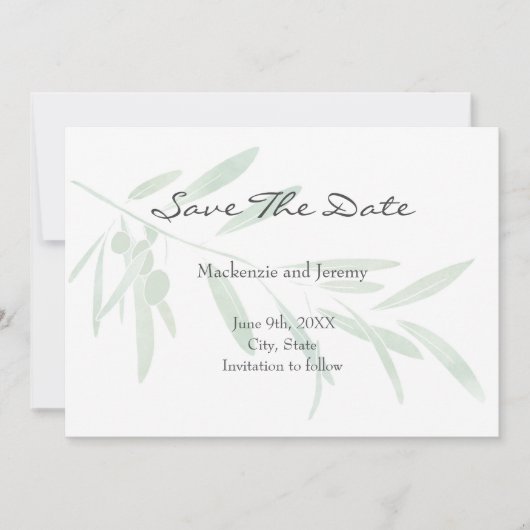 Save The Date Branche d'olive aquarelle (Devant)