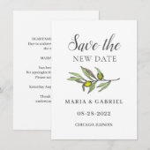 Save The Date Branche d'olive toscane. Changement de mariage bot (Devant / Derrière)