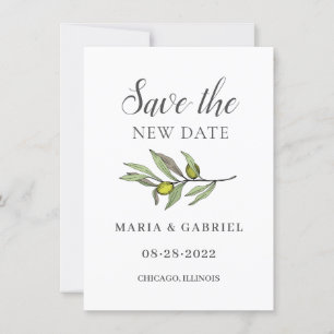 Save The Date Branche d'olive toscane. Changement de mariage bot