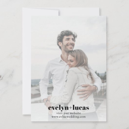 Save The Date Branche Eucalyptus et fleurs blanches photo mariag (Dos)