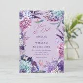Save The Date Branche florale violette (Debout devant)
