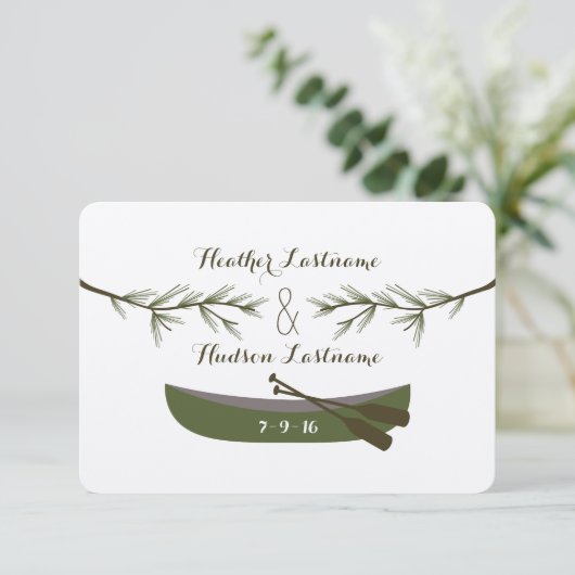 Save The Date Branches à feuillage persistant + Mariage Canoë En (Debout devant)