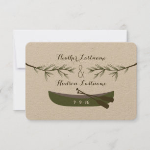 Save The Date Branches à feuillage persistant + Mariage Canoë En