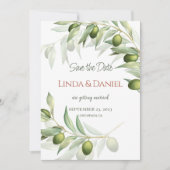 Save The Date Branches d'olivier Mariage rustique aquarelle (Devant)