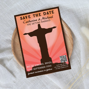 Save The Date Brésil Amérique du Sud Style d'affiche de voyage Q