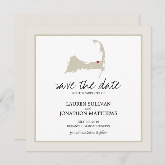 Save The Date Brewster Cape Cod Wedding Enregistrer la date (Devant / Derrière)