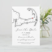 Save The Date Brewster MA Cape Cod Map Mariage noir et blanc (Debout devant)