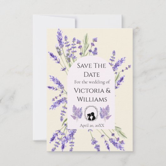 Save The Date Bridgerton Inspired Regency Lavender Silhouette (Devant)