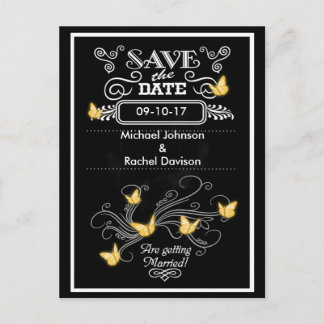 Save the Date Briefkaart Gold Butterflies 