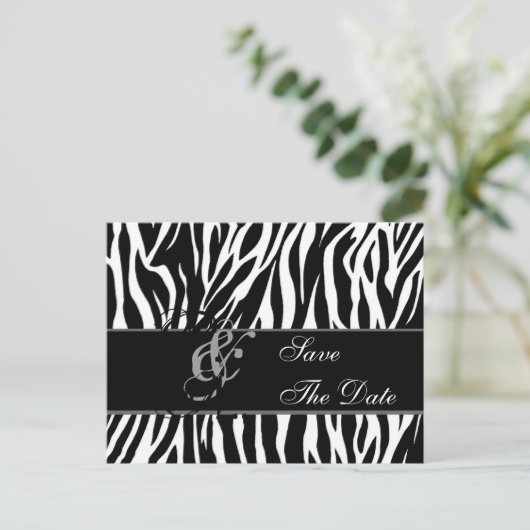 Save the Date Briefkaart Zebra Zwart Wit (Staand voorkant)