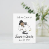 Save the Date Briefkaarten Doin' it! bruidegom Kaa (Staand voorkant)