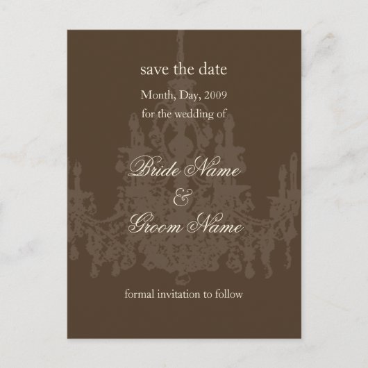 Save the Date briefkaarten, kroonluchter Aankondigingskaart (Voorkant)