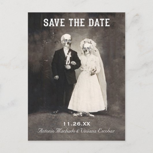 Save the Date Briefkaarten ( Skeleton Paar) (Voorkant)