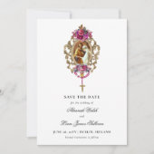Save The Date Bright Bold Magenta Floral & Mariage photo (Devant)